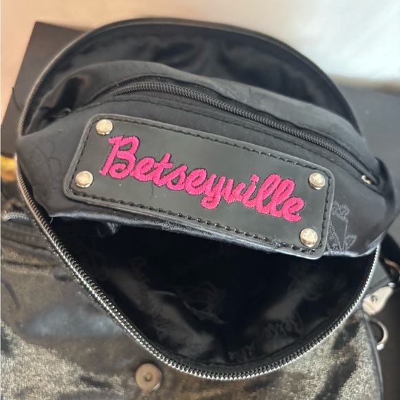 Betsyville by Betsey Johnson Studded Black Metallic Crossbody Bag - Picture 9 of 16